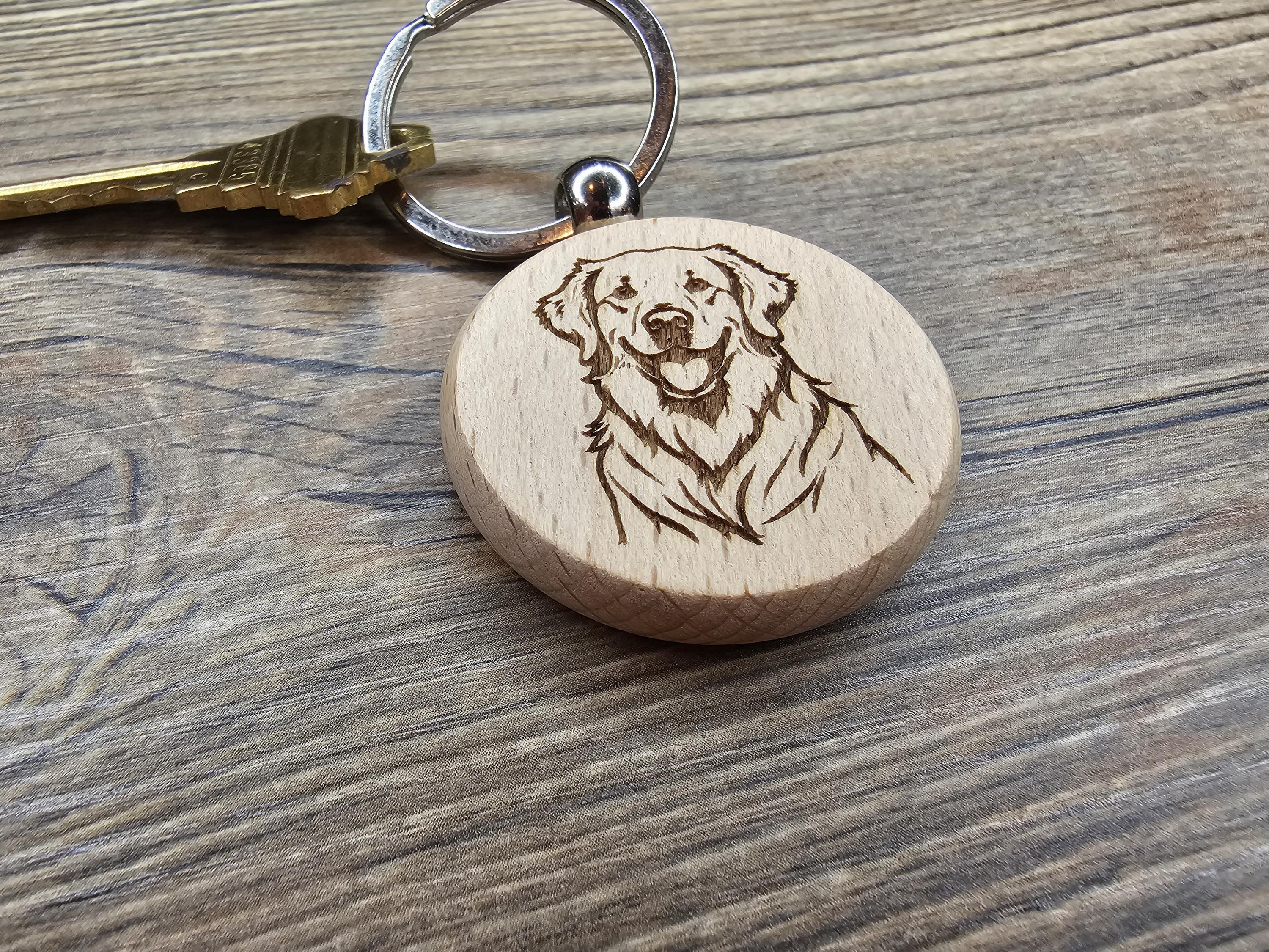 Laser engraved Golden Retriever keychain / bag charm: dog lover gift