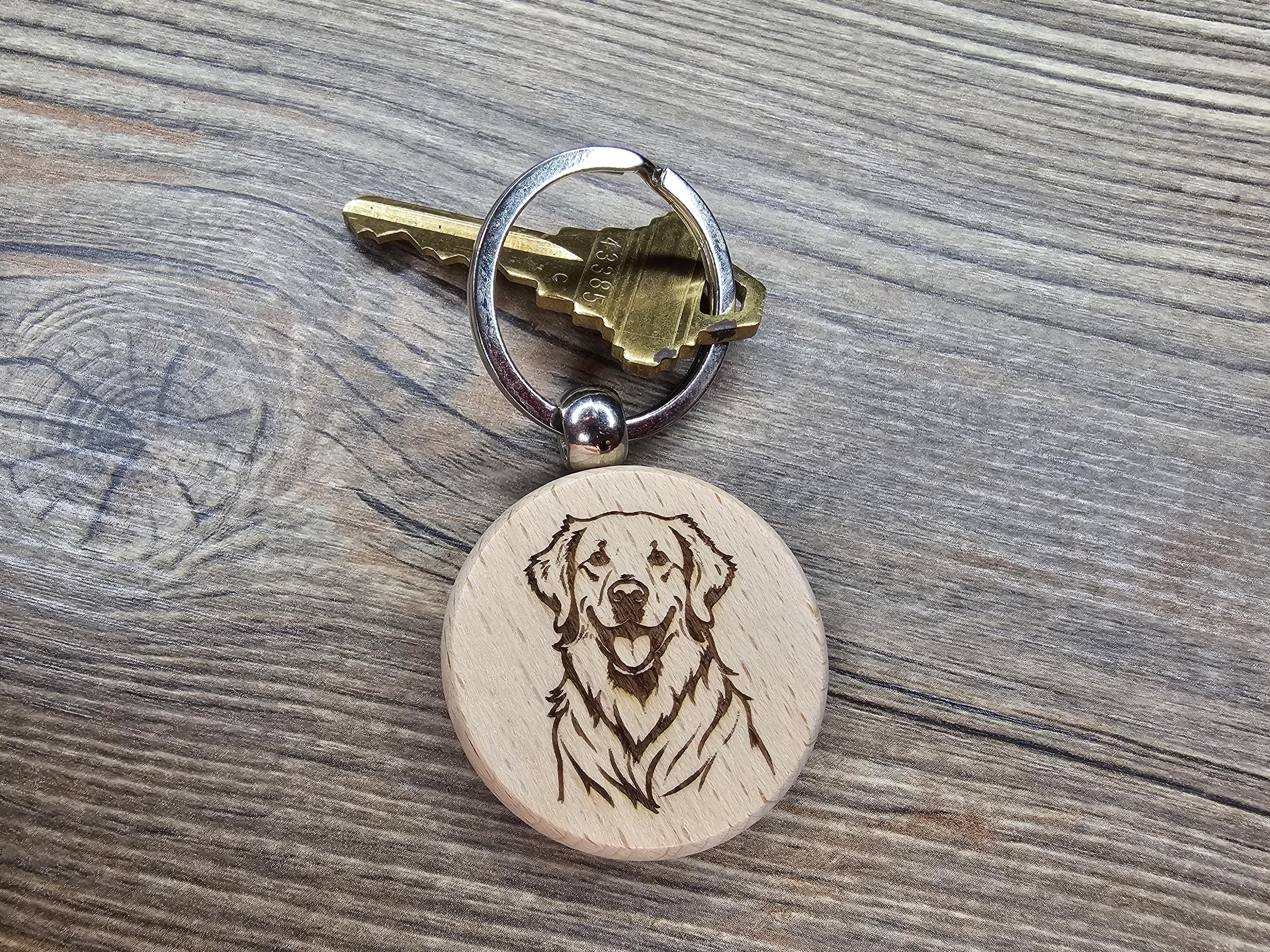 Laser engraved Golden Retriever keychain / bag charm: dog lover gift