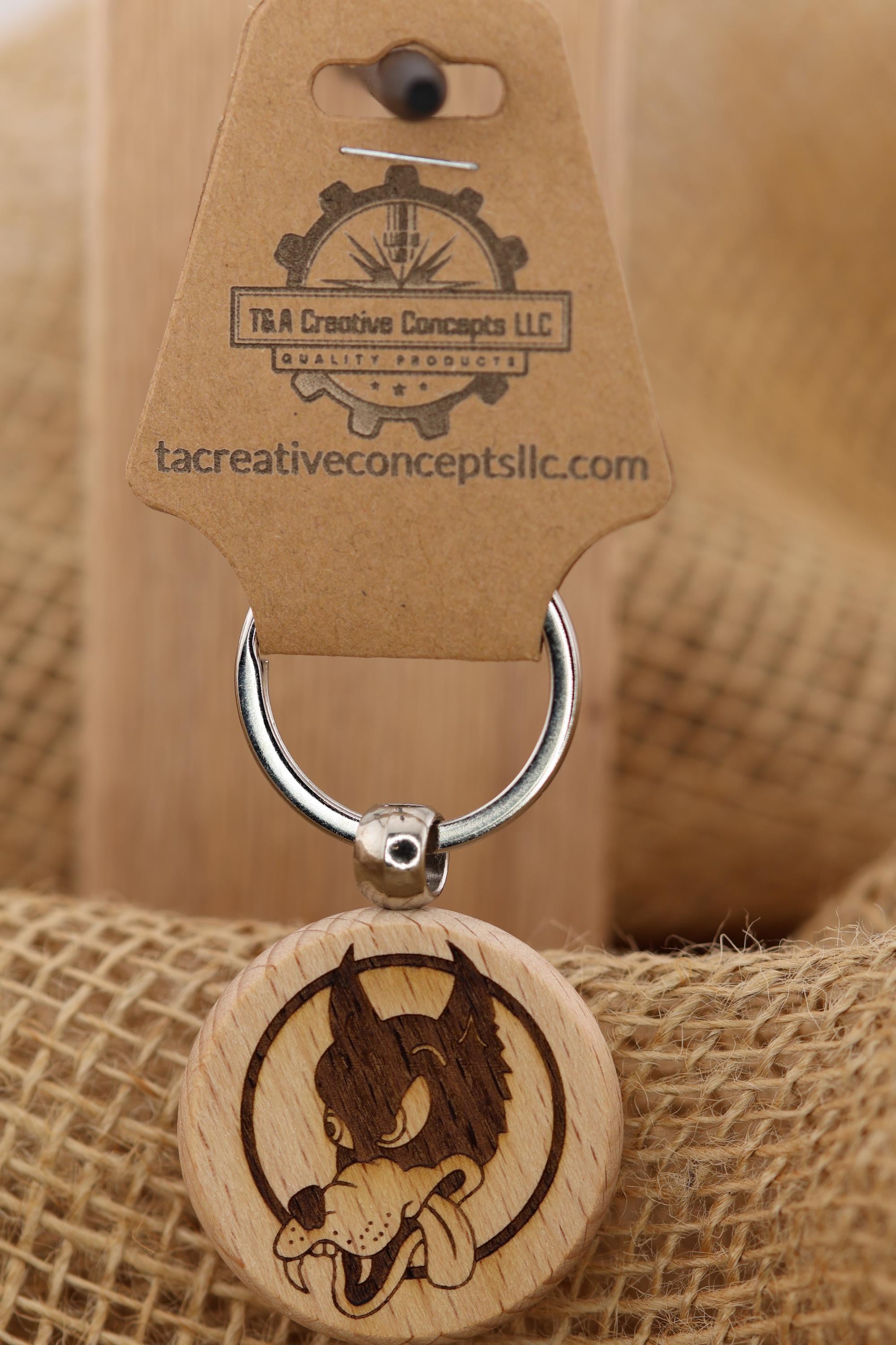 Grateful Dead Dire Wolf keychain / bag charm – double-sided laser engraved wood with stainless steel keyring, music fan gift