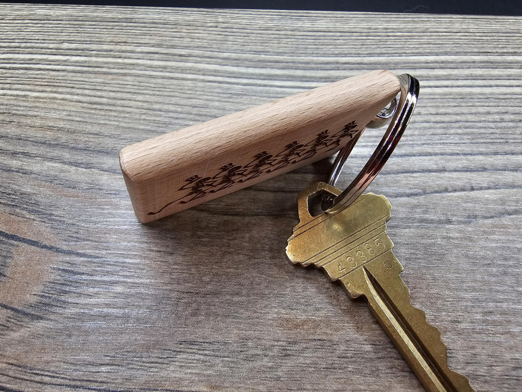 Grateful Dead dancing skeletons keychain / bag charm – double-sided laser engraved hardwood with stainless steel keyring, deadhead gift