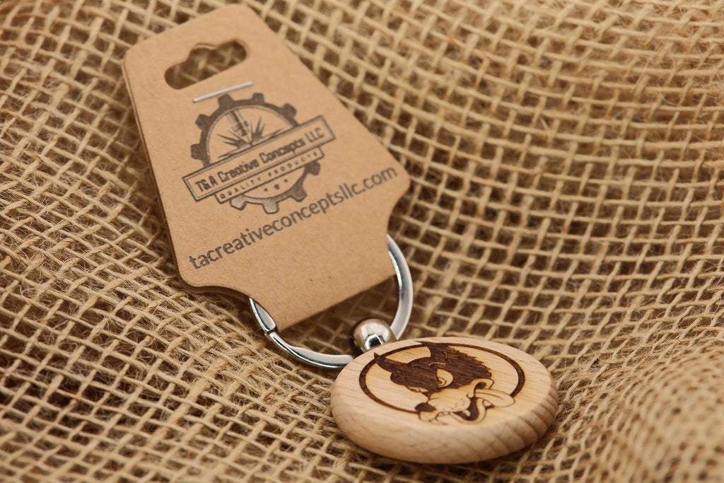 Grateful Dead Dire Wolf keychain / bag charm – double-sided laser engraved wood with stainless steel keyring, music fan gift