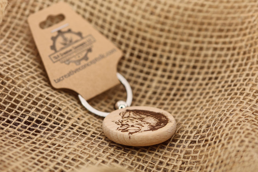 Laser engraved Largemouth Bass keychain / bag charm: hardwood fisherman gift