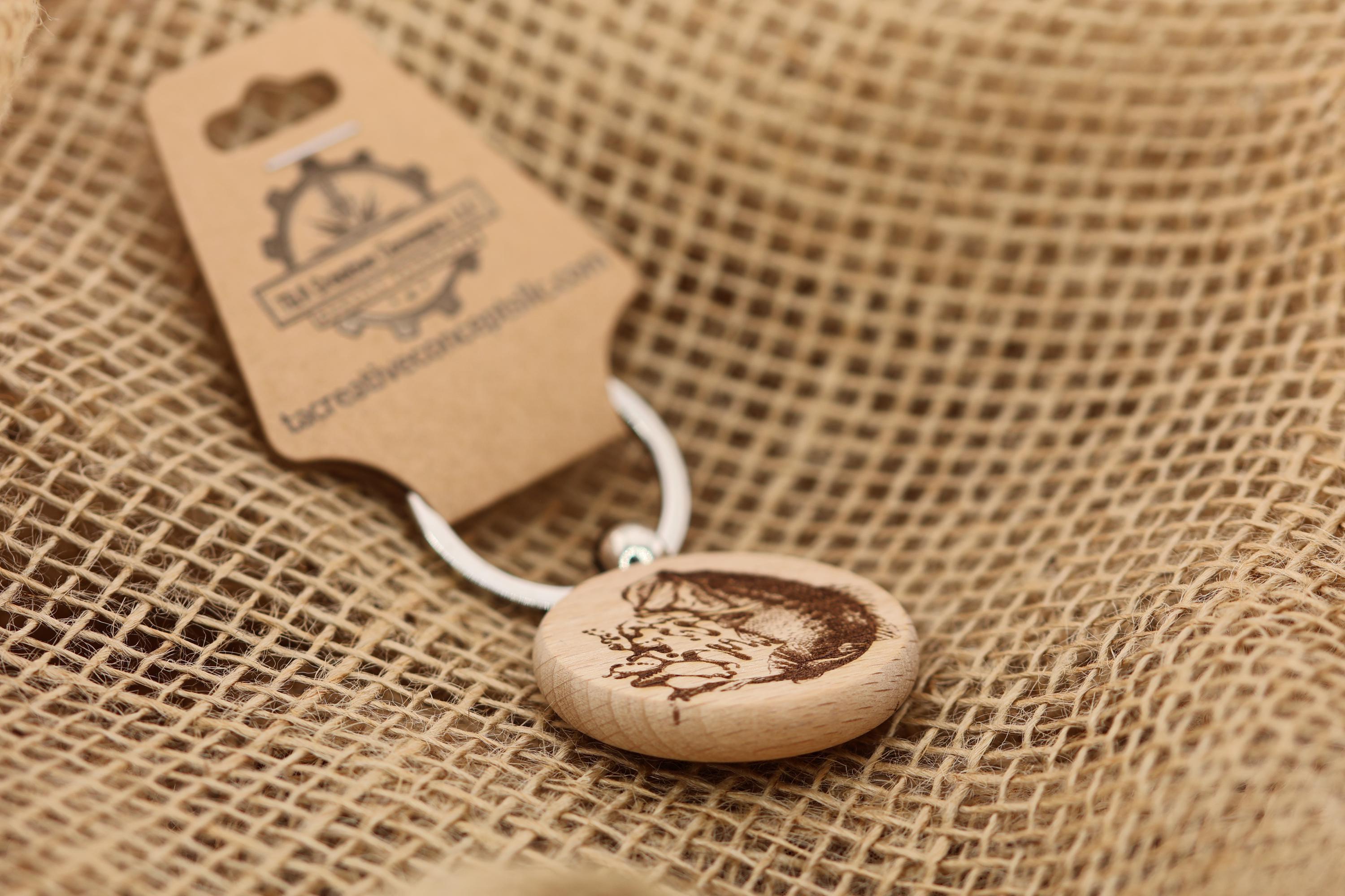 Laser engraved Largemouth Bass keychain / bag charm: hardwood fisherman gift