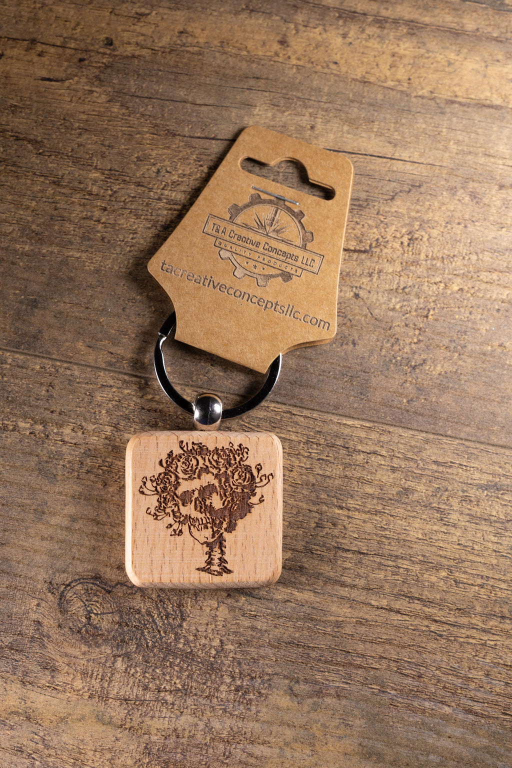 Grateful Dead Bertha keychain / bag charm – double-sided laser engraved wood with stainless steel keyring, band fan gift