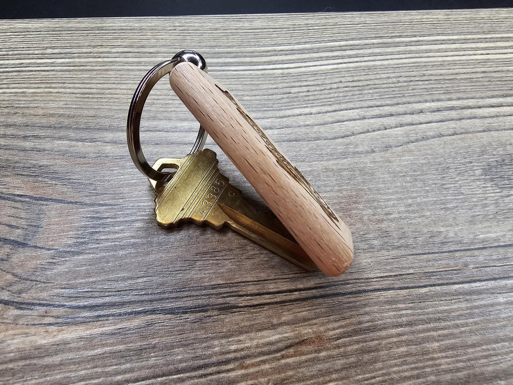 Laser engraved hardwood muskie keychain / bag charm - fishing gift