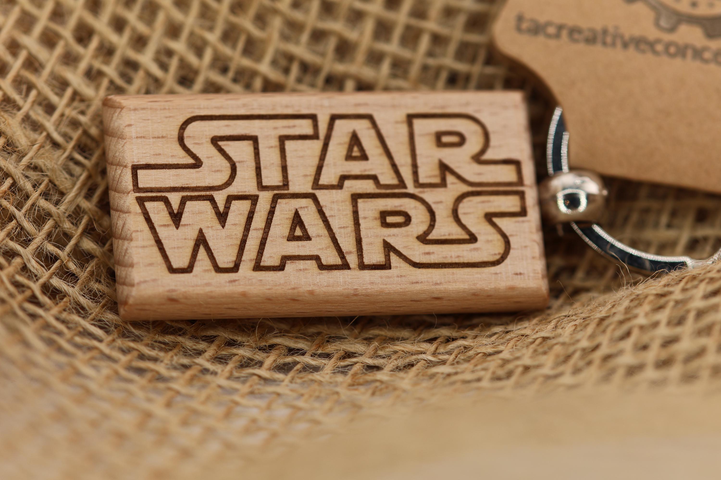 Laser engraved hardwood Star Wars keychain / bag charm: sci-fi movie gift