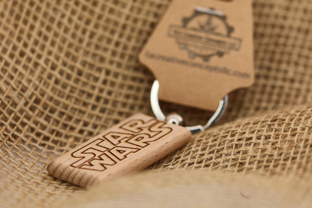 Laser engraved hardwood Star Wars keychain / bag charm: sci-fi movie gift
