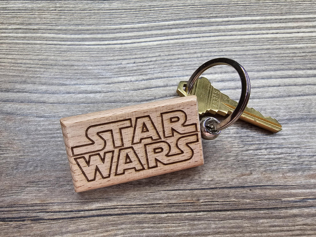 Laser engraved hardwood Star Wars keychain / bag charm: sci-fi movie gift