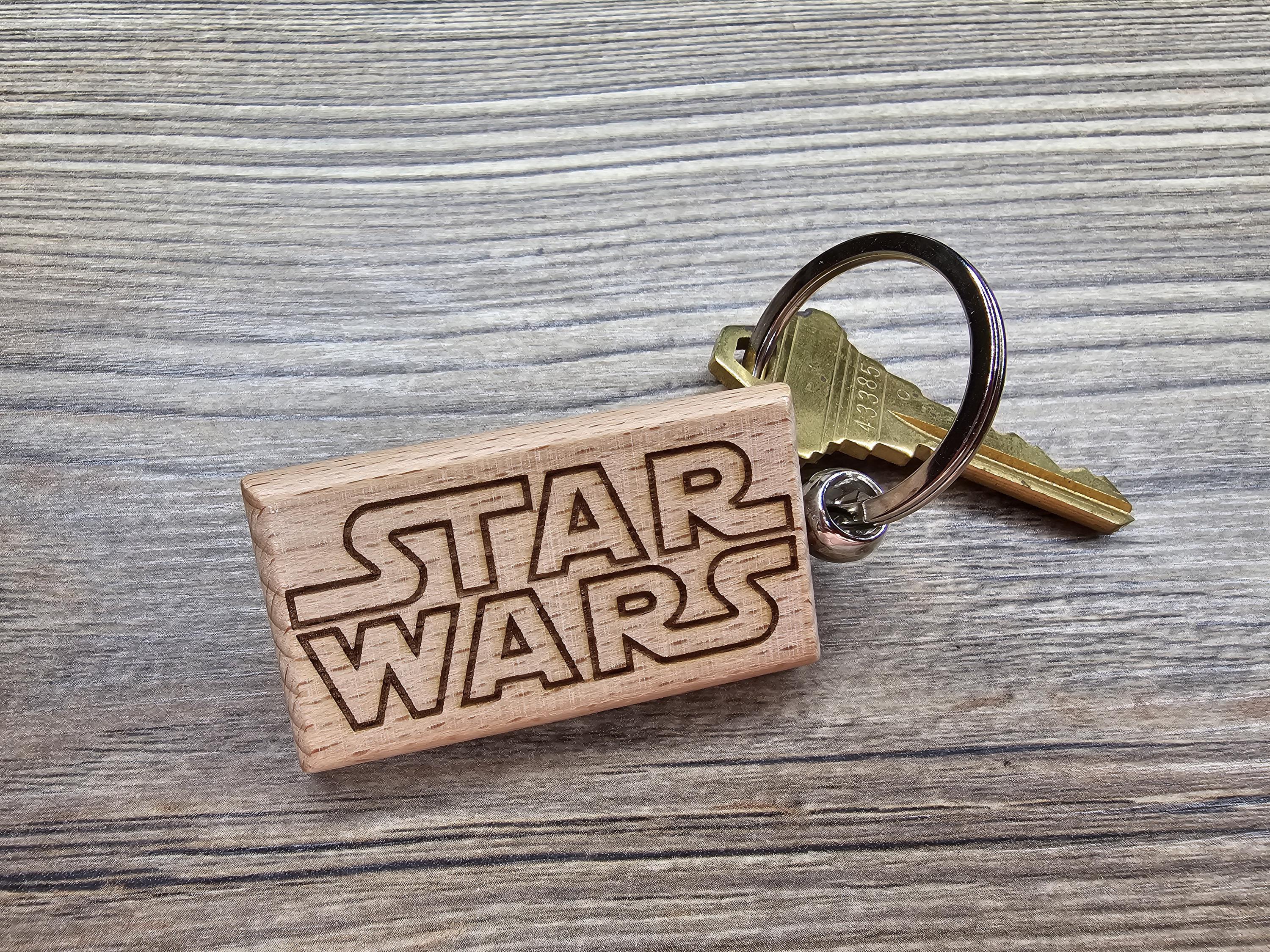 Laser engraved hardwood Star Wars keychain / bag charm: sci-fi movie gift