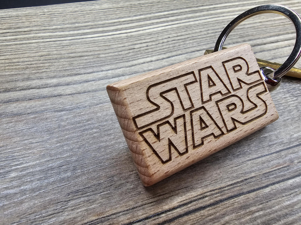 Laser engraved hardwood Star Wars keychain / bag charm: sci-fi movie gift