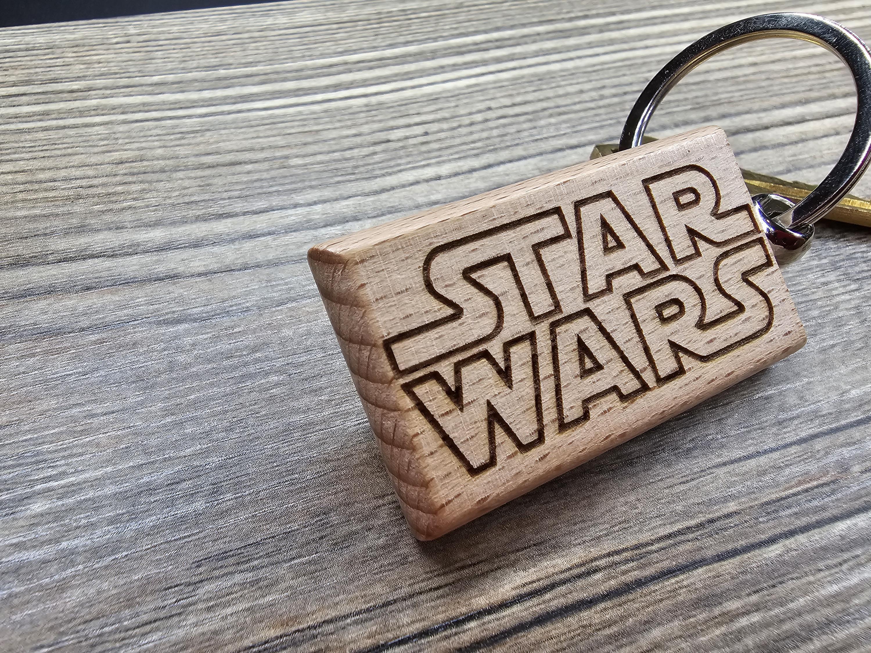 Laser engraved hardwood Star Wars keychain / bag charm: sci-fi movie gift