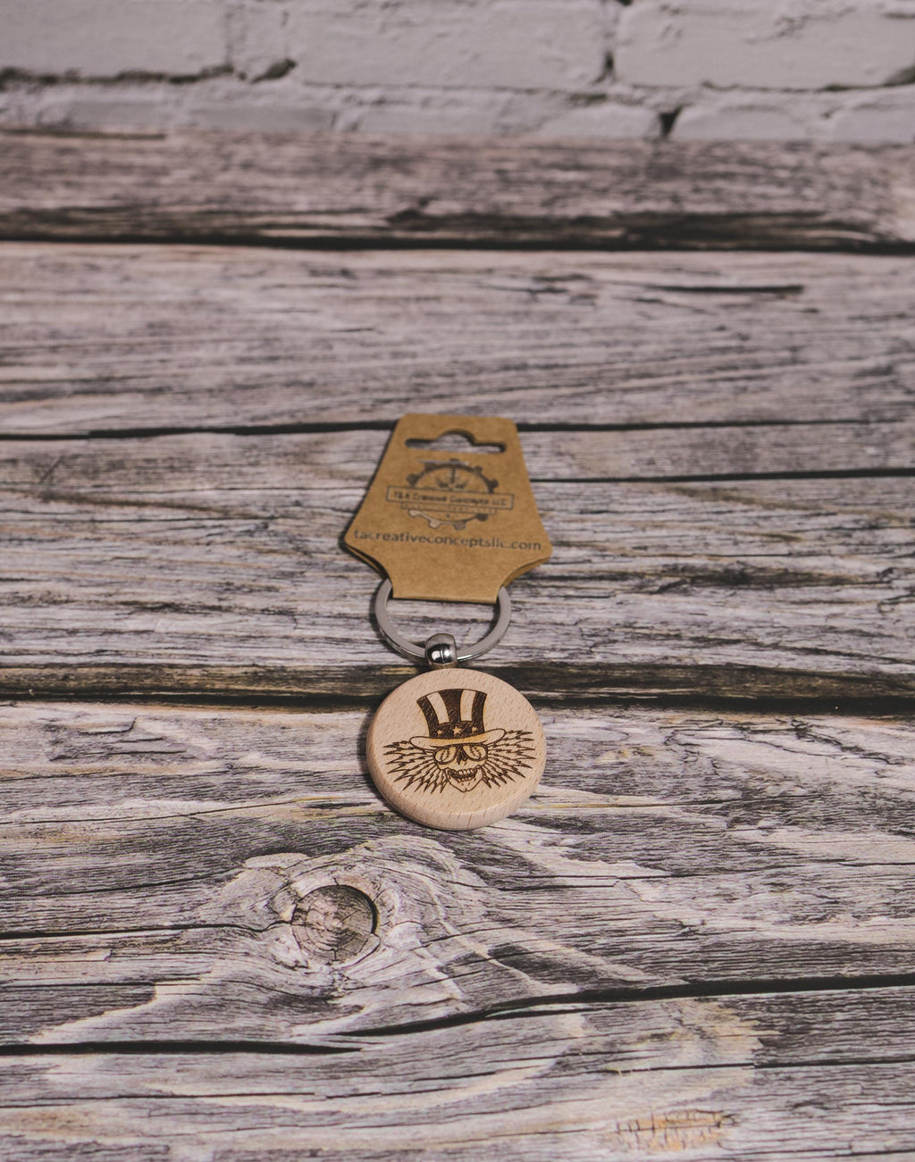 Grateful Dead Uncle Sam keychain / bag charm– double-sided laser engraved wood with stainless steel keyring, music fan gift