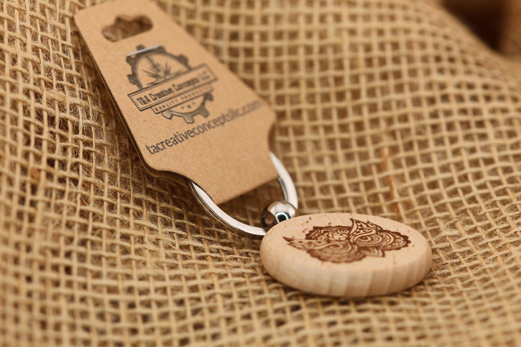 Laser engraved hardwood owl keychain / bag charm: double-sided bird lover gift