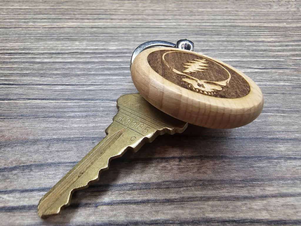 Grateful Dead steal your face keychain - Bag Charm – double-sided laser engraved wood with stainless steel keyring, music fan gift