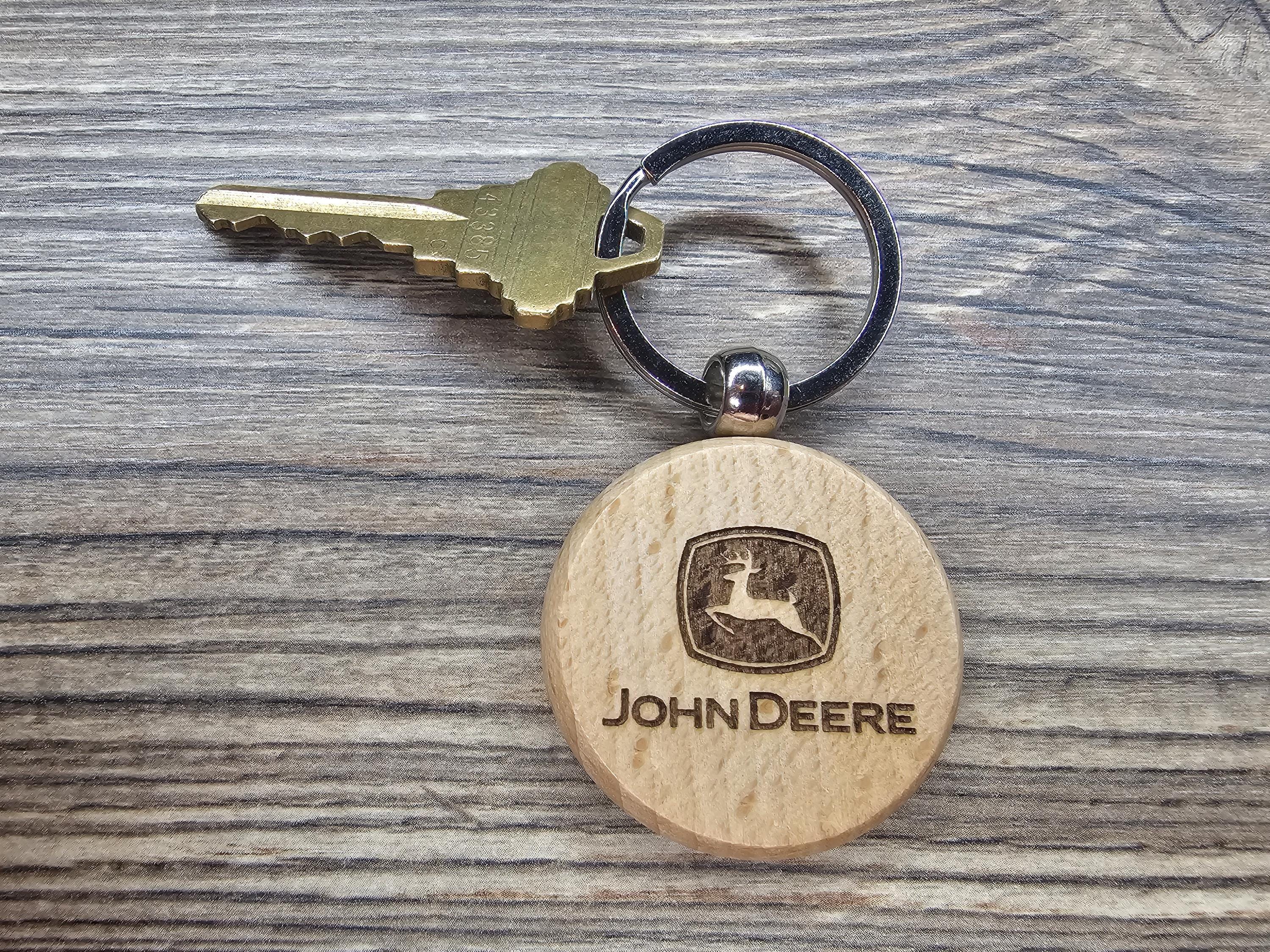 John Deere keychain - bag charm: laser engraved hardwood tractor keyring