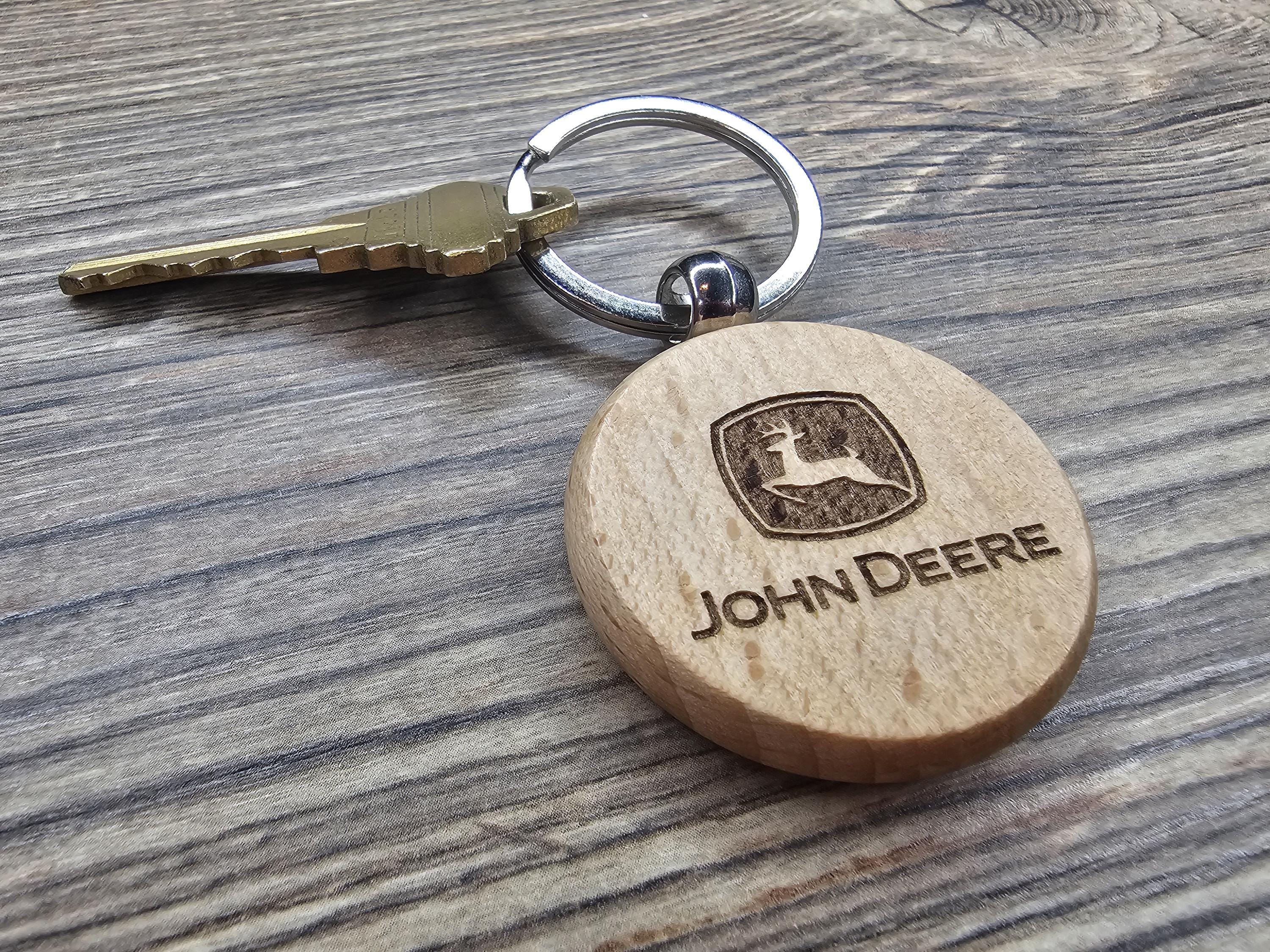 John Deere keychain - bag charm: laser engraved hardwood tractor keyring