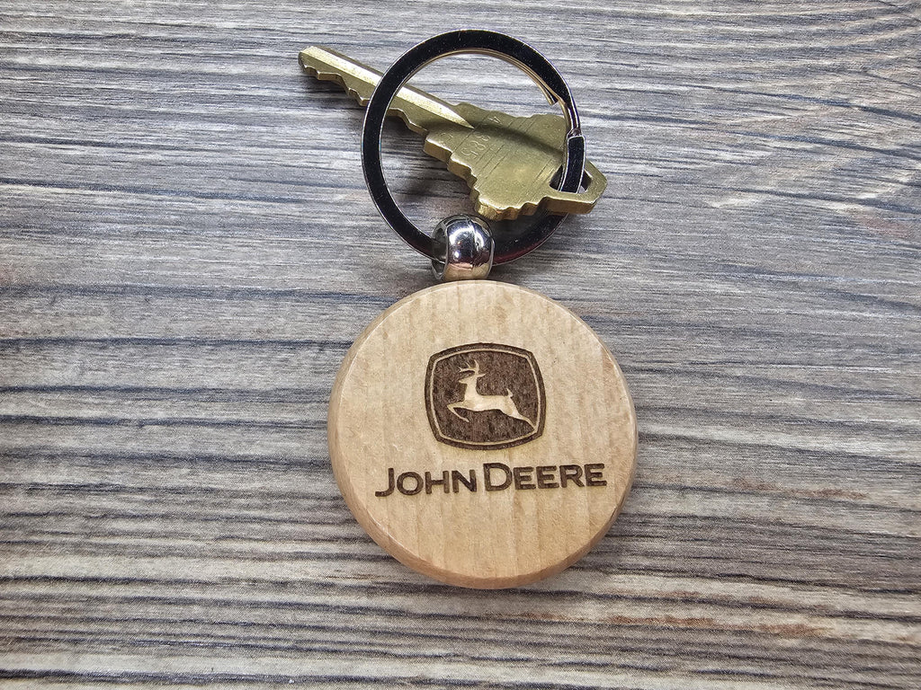 John Deere keychain - bag charm: laser engraved hardwood tractor keyring