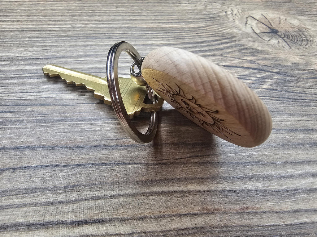 Laser engraved mystical sun keychain - bag charm: boho spiritual gift