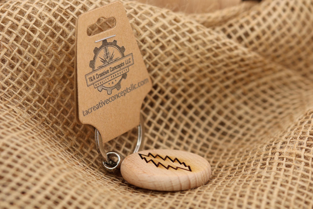 Grateful dead 13 point bolt keychain / bag charm – double-sided laser engraved wood with stainless steel keyring, music fan gift