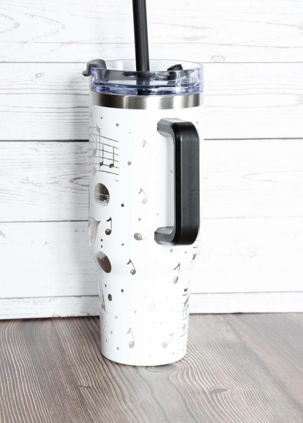 Music and roses tumbler: laser engraved 40oz floral gift