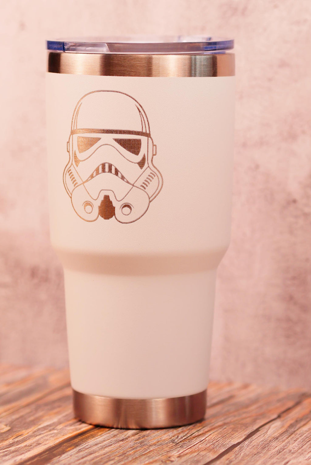 Laser engraved stormtrooper tumbler: 30oz insulated star wars travel cup