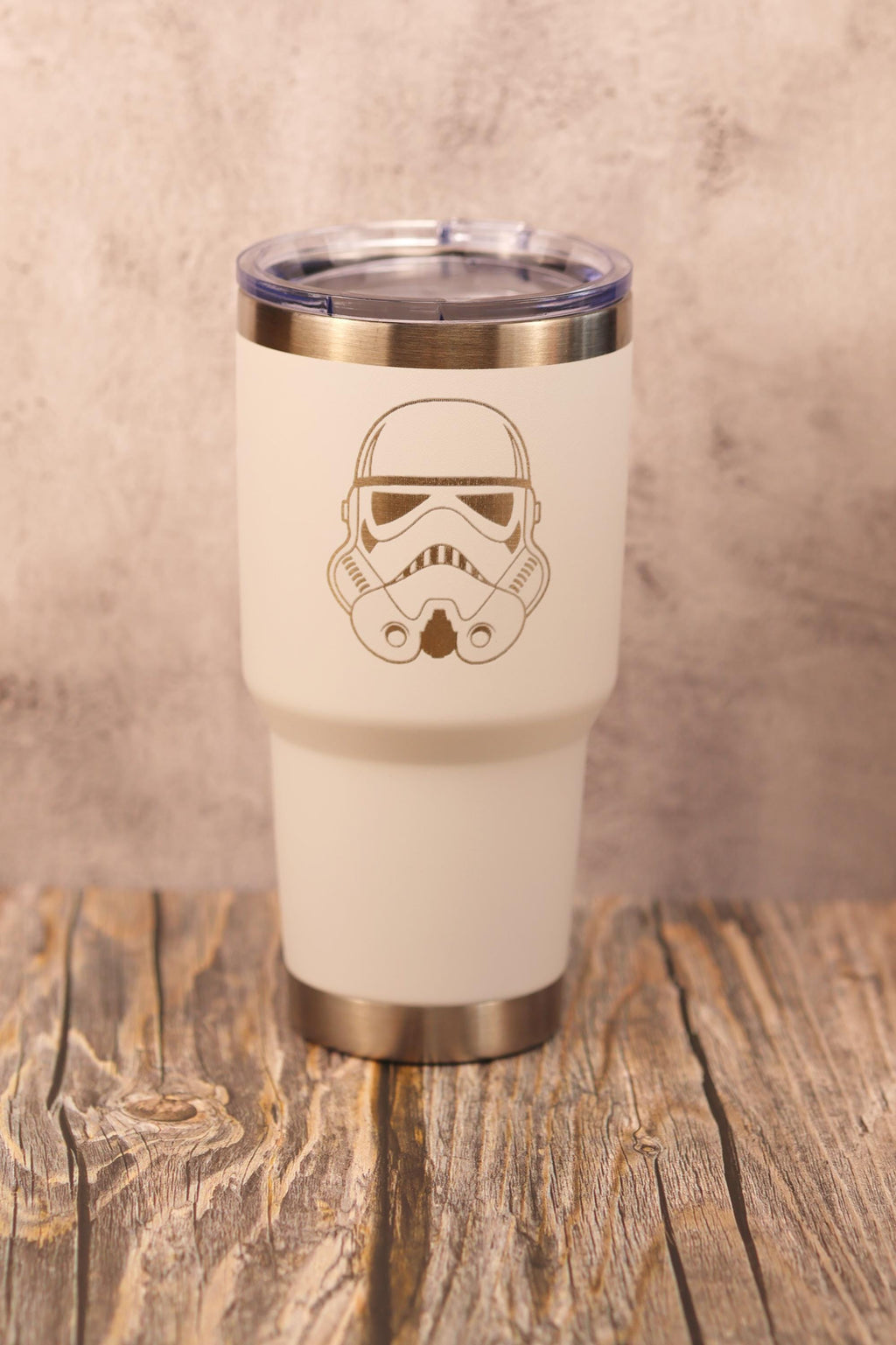 Laser engraved stormtrooper tumbler: 30oz insulated star wars travel cup