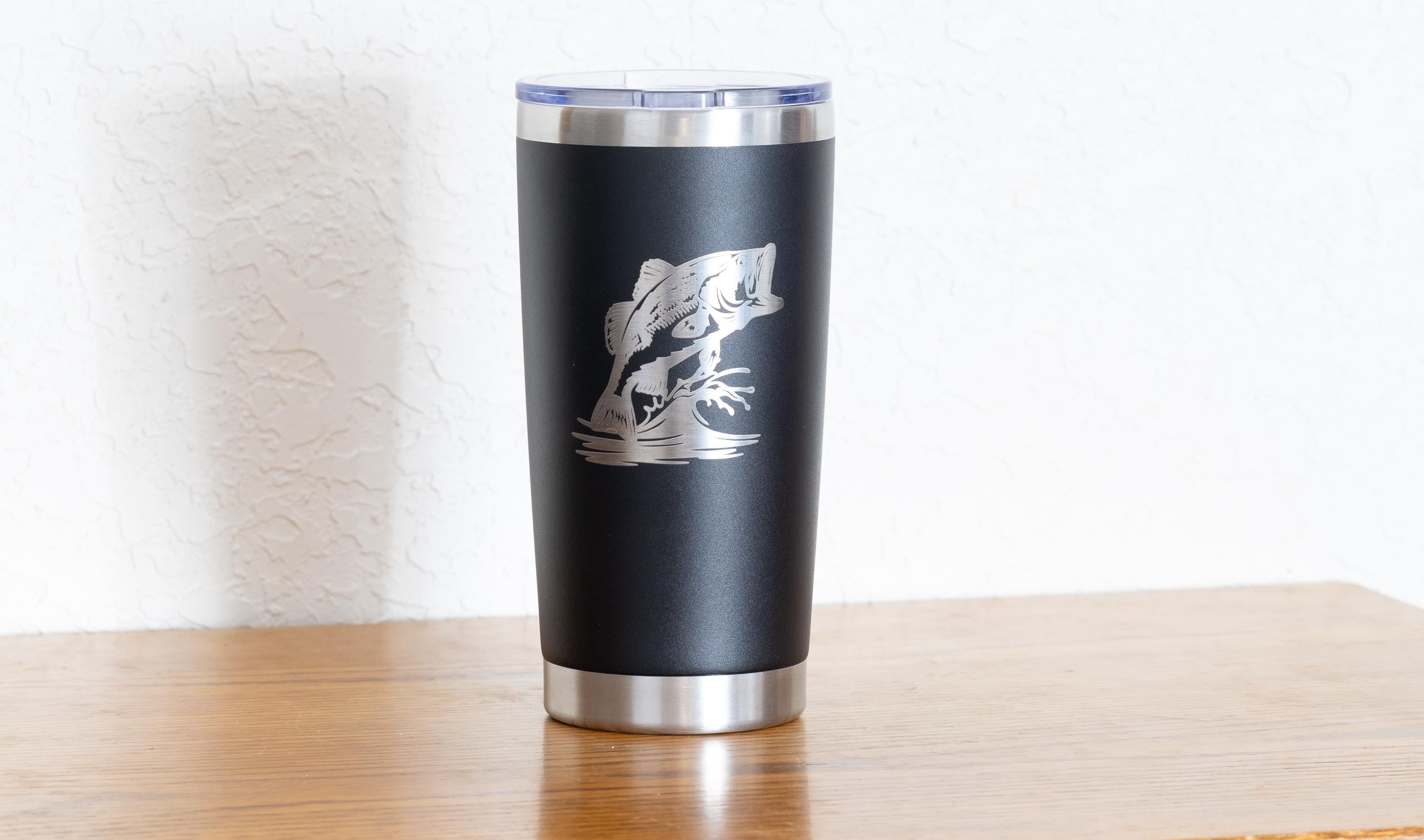 20oz Bass – Fishing Stainless Steel Tumbler – Laser Engraved Fish Design – Yeti or Unbranded