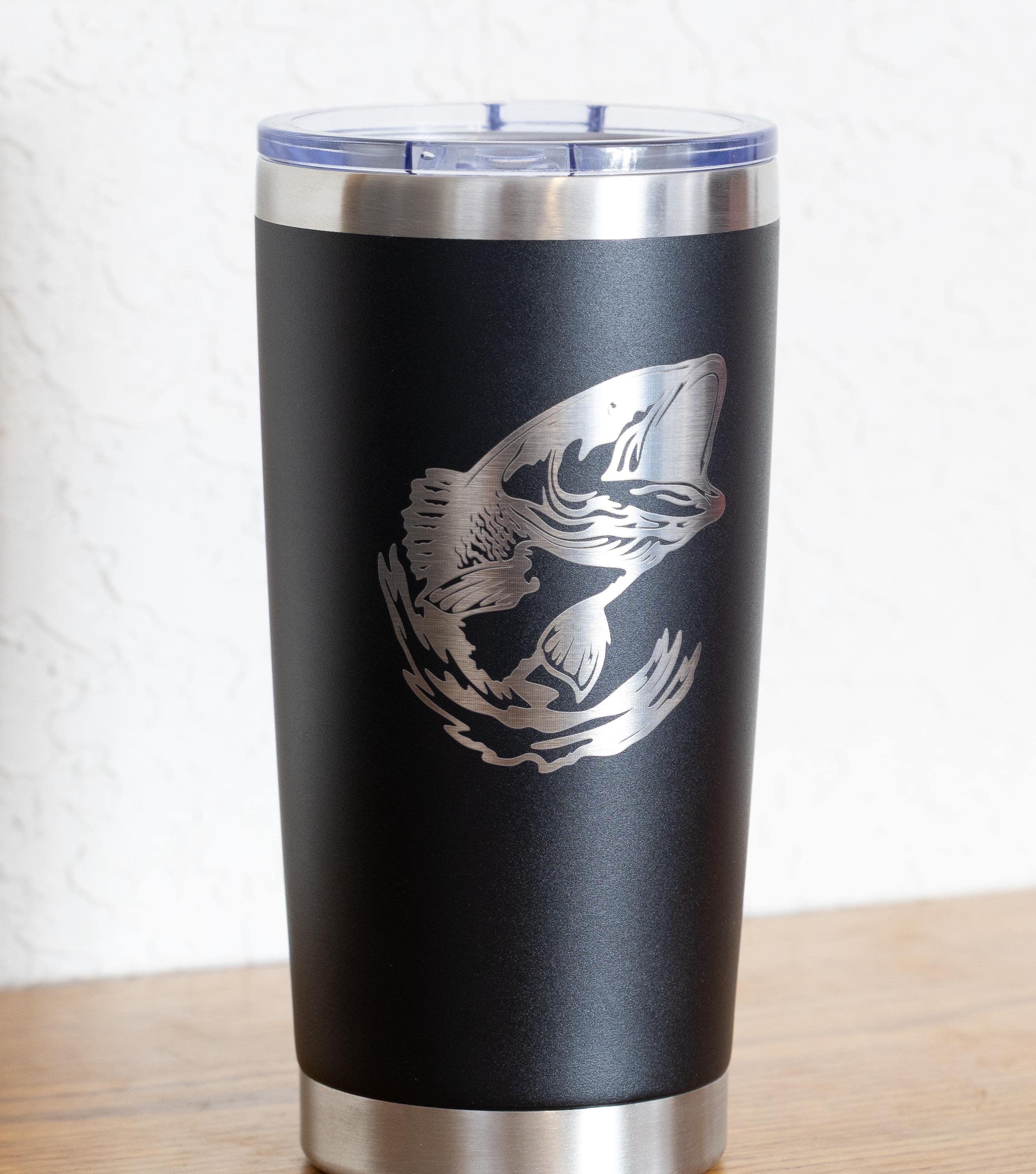 20oz Bass – Fishing Stainless Steel Tumbler – Laser Engraved Fish Design – Yeti or Unbranded
