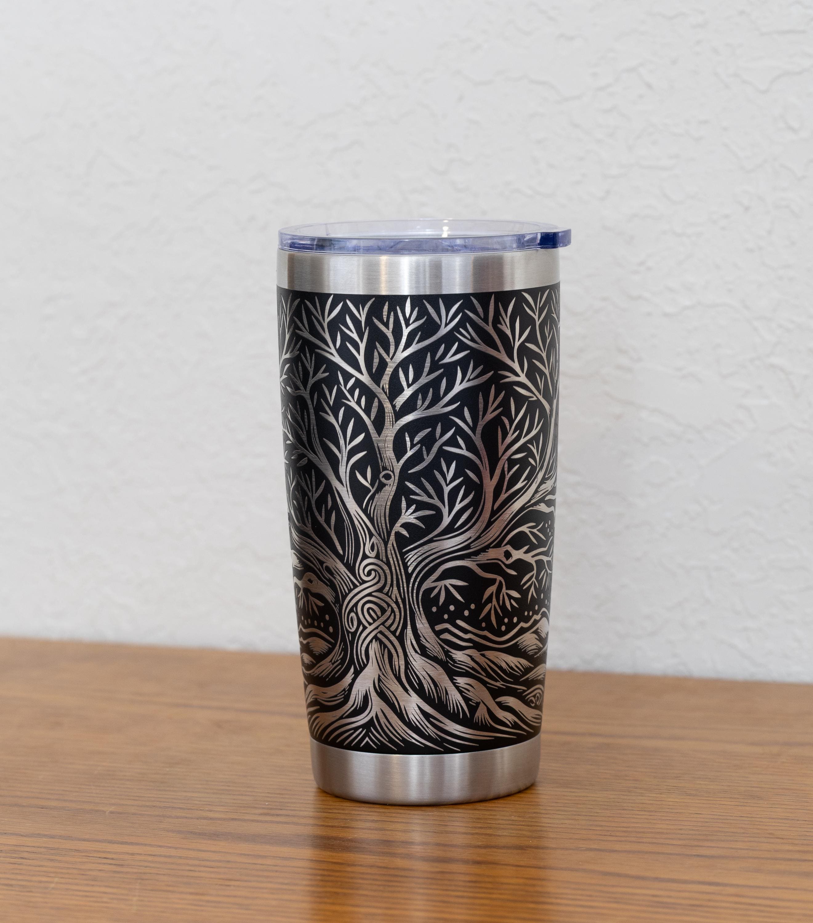 20oz Celtic Tree Stainless Steel Tumbler – Laser Engraved Celtic Design – Yeti or Unbranded