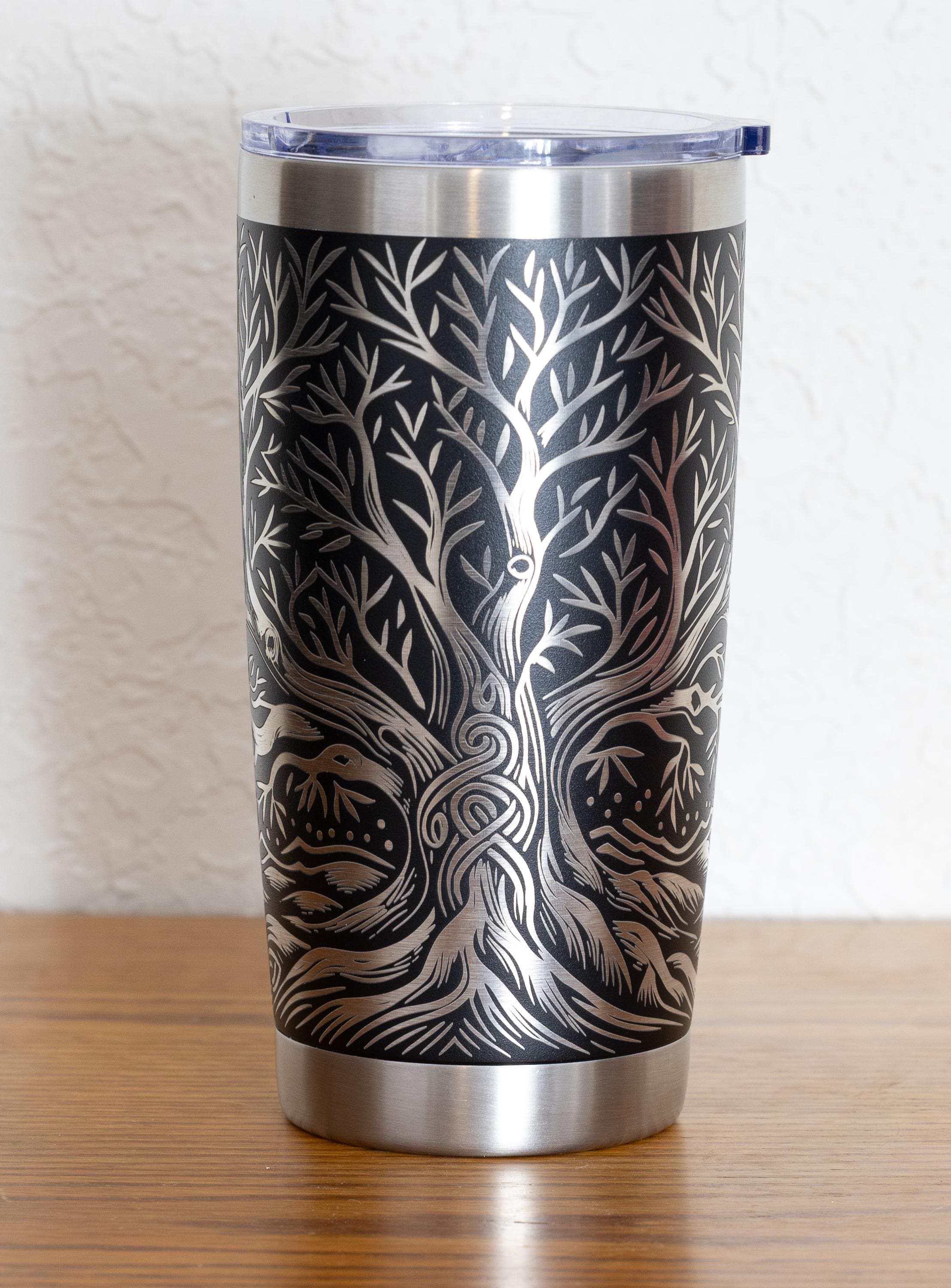 20oz Celtic Tree Stainless Steel Tumbler – Laser Engraved Celtic Design – Yeti or Unbranded