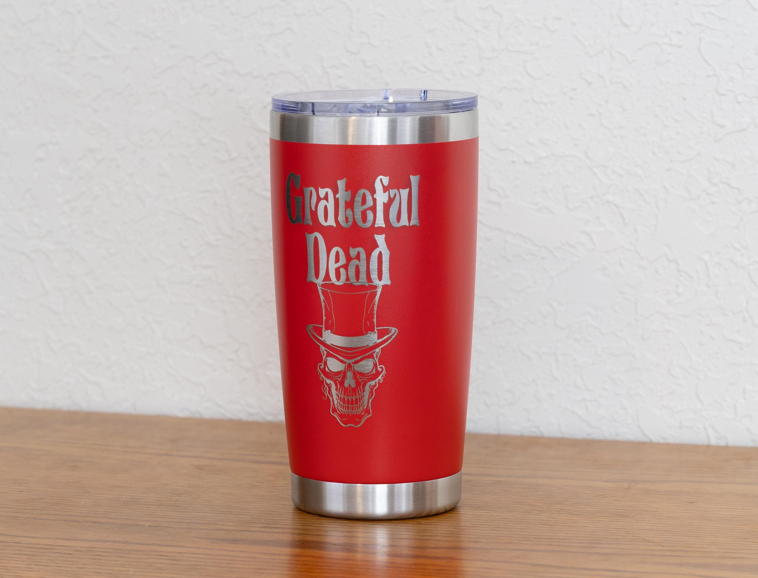 20oz Grateful Dead Skull in a Top Hat Stainless Steel Tumbler – Laser Engraved Band Design – Yeti or Unbranded