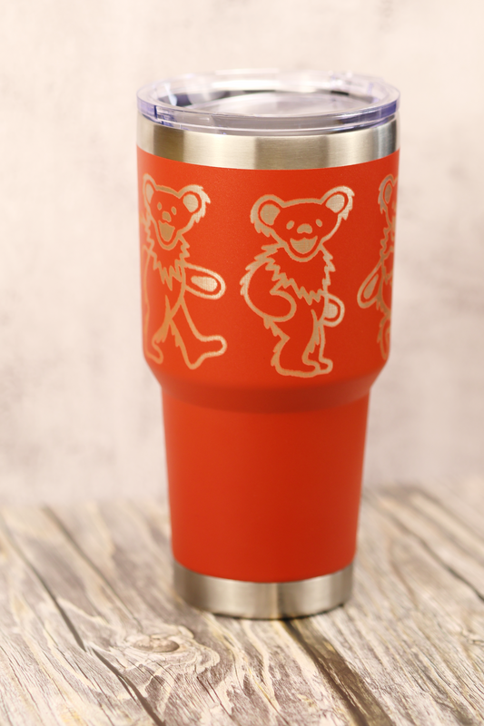 30 oz Stainless Steel Grateful Dead Dancing Bears Tumbler with Lid – Laser Engraved, Double Insulated Deadhead Drinkware